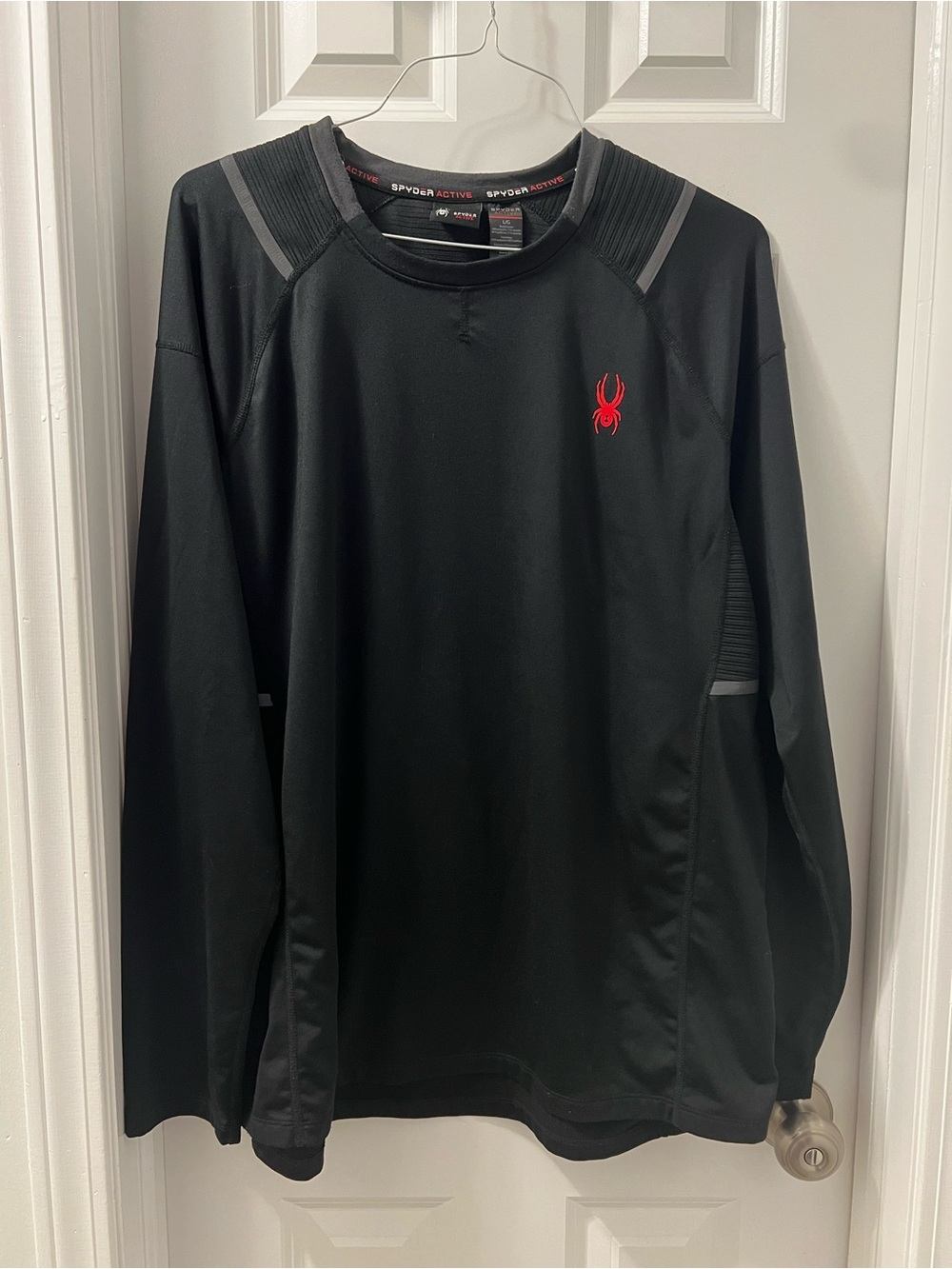 Spyder Black Long Sleeve Performance Top with Red Logo